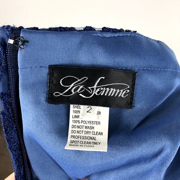 LA FEMME Navy Blue Rhinestone Dress Size 2 NWT - Picture 7 of 8